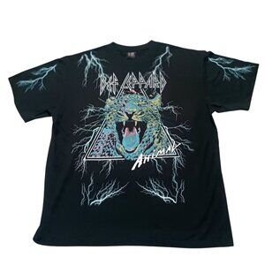 DEF LEPPARD ANIMAL ALL OVER PRINT BLACK T-SHIRT GIANT Size XXL NWOT NEW